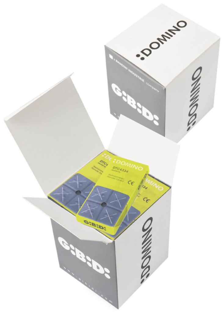 DOMINO ZENDER-ROLLING CODE-4 KANALEN-433 MHz-40 STUKS