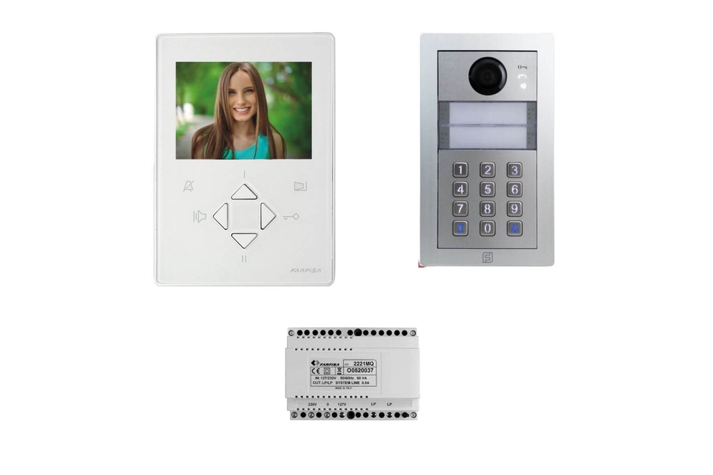 KIT VIDEO WITH KEYPAD-WHITE-HANDS FREE-COLOR--ZHEROS-ALBA-DU