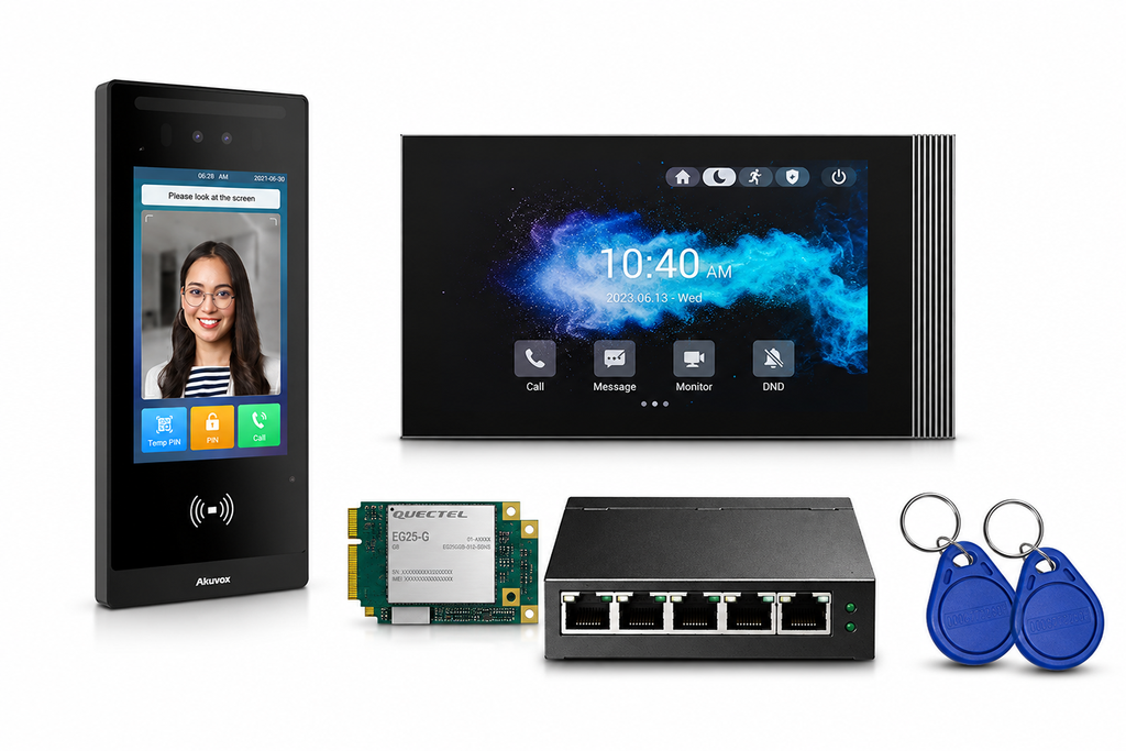 Akuvox KIT 4G Videofoon I E18C Zwart Buitenpost met codeklavier I Binnenpost I 4G module geconfigurerd (kopie)