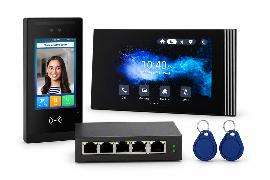 Akuvox VISION PRO | Complete Video-intercomkit | 7" Touchscreen I Codeklavier | QR-code- & badgelezer | Gezichtsherkenning 